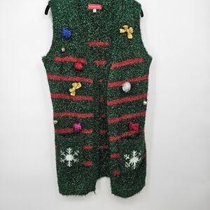Blizzard Bay Green Christmas Sweater‎ Vest Holiday Knit Size M